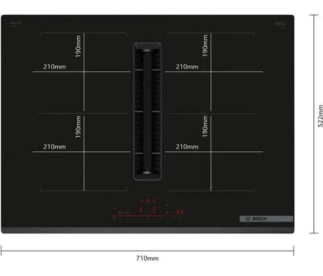 Bosch PVQ731H26E (59) Series 6 70cm 4-Zone Venting Induction Hob in Black - (Tatty Box) - HW181959-01