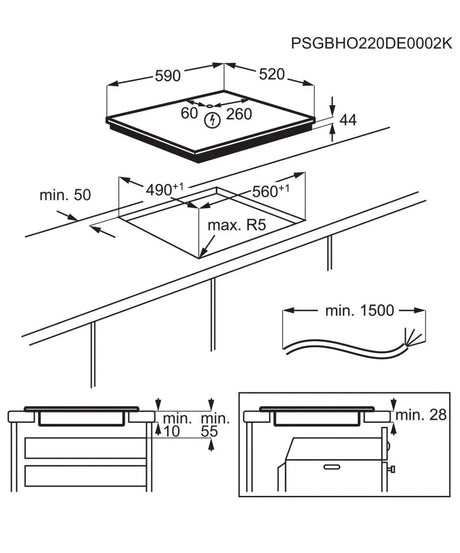 AEG 7000 Series IAX64411CB 59cm 4-Zone SenseBoil® Induction Hob in Black - Hob2Hood - (Tatty Box) - HW181823