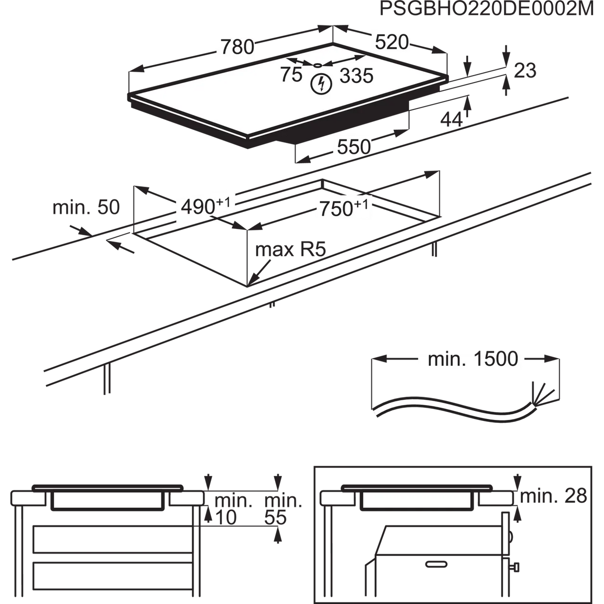 AEG 6000 Series TK85IM00FB (01) 80cm 5-Zone Induction Hob - (Tatty Box) - HW182539-01