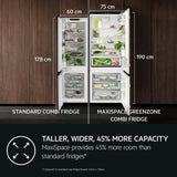 AEG 7000 NSC7G752ES 75cm x 190cm 70/30 Integrated Fridge Freezer with Sliding Door Hinge in White - E Rated - HW181903