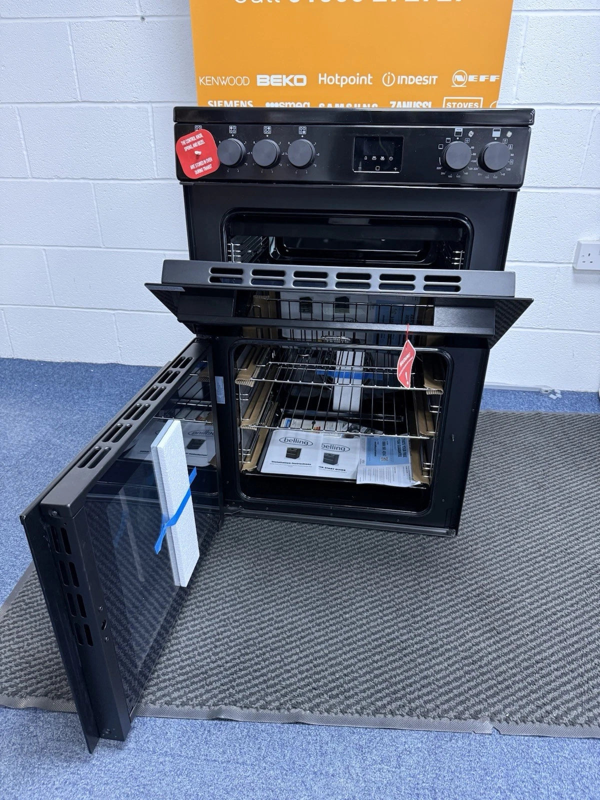 Belling FSA Vision 60E BLK (70) 444412049 60cm Electric Ceramic Cooker with Double Oven in Black - (Ex Display) - HW182370