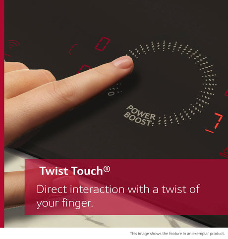 Neff T58FHW1L0 N70 80cm 5-Zone Induction Hob with Twist Touch® from HomeWise Appliances. Stock photo graphic Twist Touch, a direct interaction with a twist of your finger.