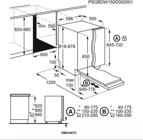 AEG FSB42607Z (04) Air Dry 3000 Fully Integrated Built In Dishwasher - Black Control Panel with Sliding Door Fixing Kit - (Ex Display) - HW182280