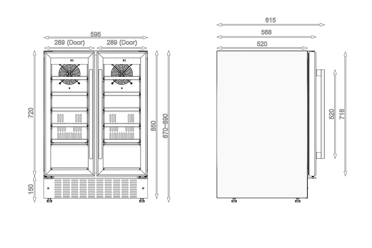Viceroy WRWC60DDSSED Double Door 60cm Wine Cooler Fridge in Stainless Steel - (New Stock) - HW182476