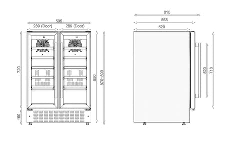 Viceroy WRWC60DDSSED Double Door 60cm Wine Cooler Fridge in Stainless Steel - (New Stock) - HW182476